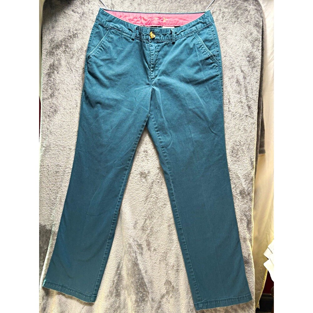 Dockers Blue Twill Chino Pants Womens 12 Straight Leg Mid Rise Stretch 28 In
